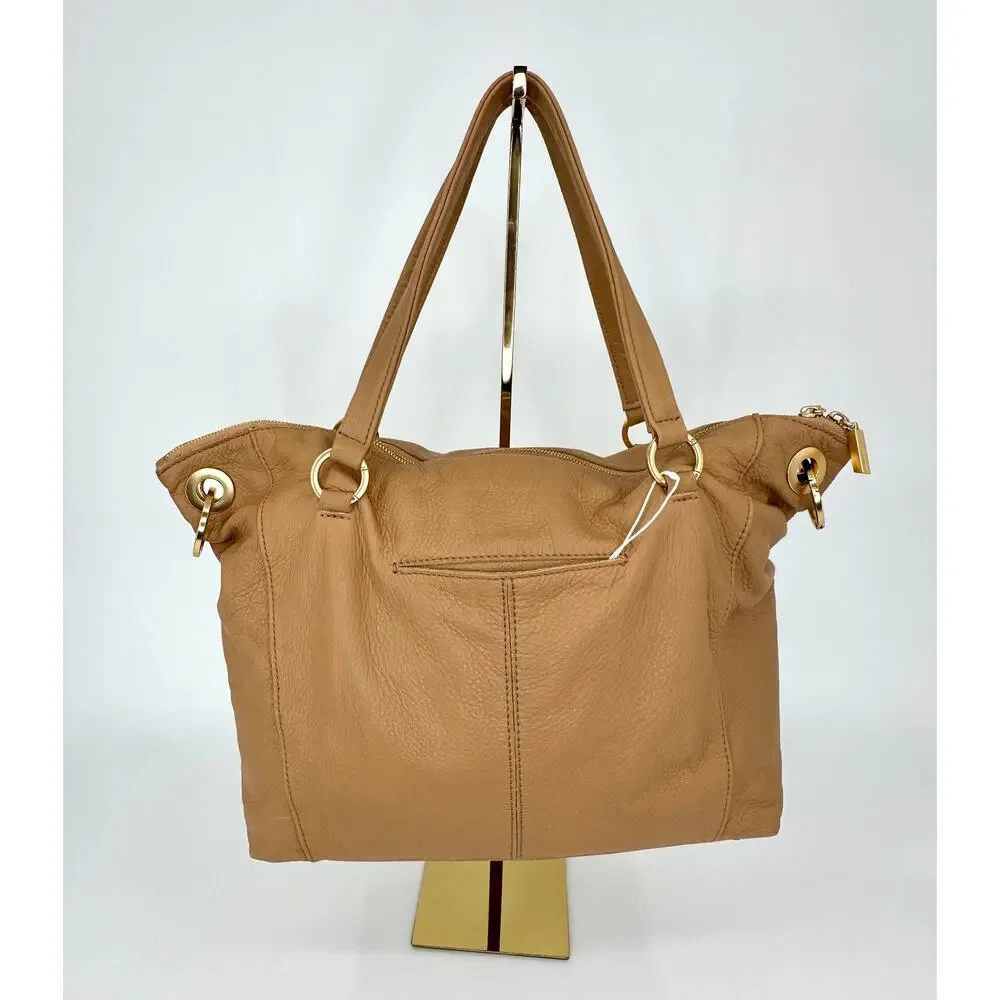 Hammitt Daniel Large Tan Toast Leather Studded Tote Brushed Gold Hardware NWT